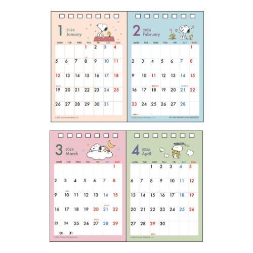 PEANUTS スヌーピー 2026Calendar 卓上カレンダー2026年 デスクカレンダー 2ヶ月表示 ピーナッツ - 画像 (2)
