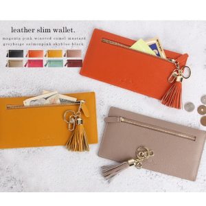 LIZDAYS 長財布 レディース スリム タッセル チャーム 財布 本革 上質な牛革 小銭入れ ポイント カード入れ ギフト liz06