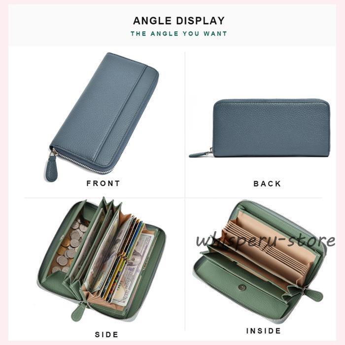 レディース 長財布 コインスルー 本革 大容量 ラウンドファスナー 財布 ギャルソン型 カード収納 じゃばら財布 スキミング防止 磁気防止 ギフト - 画像 (4)