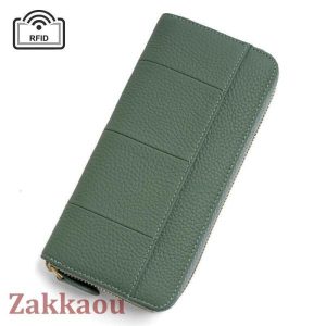 長財布 レディース 財布 じゃばら 本革 小銭入れ コインスルー YKK カード入れ スキミング防止 大容量 ラウンドファスナー 上質牛革 多機能 緑